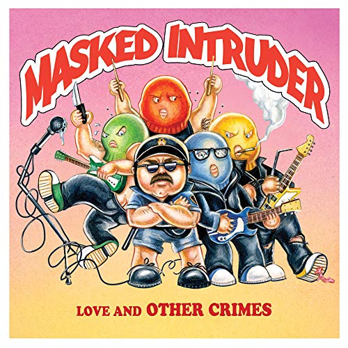 CD cover for Masked Intruder’s “Love and Other Crimes” featuring cartoon figures.