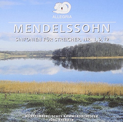CD cover with landscape scene and text: Mendelssohn chamber symphonies.