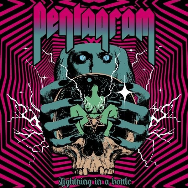 Album cover featuring a creature holding a glowing orb with a pentagram over skull.