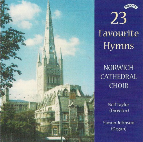 CD cover featuring Norwich Cathedral and text: "23 Favourite Hymns".
