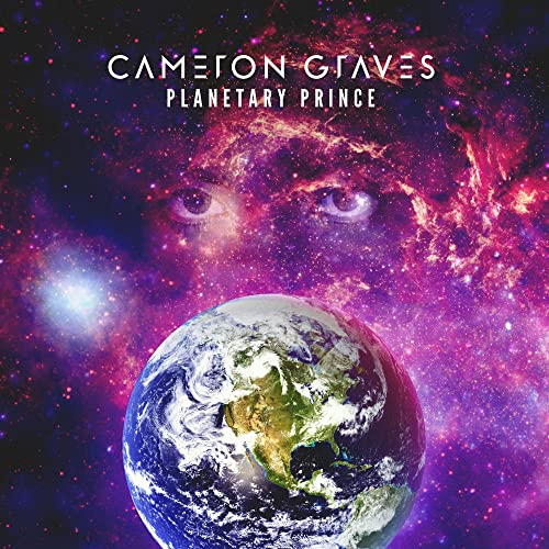 CD cover: Earth floats before a cosmic, nebula-filled background with eyes.