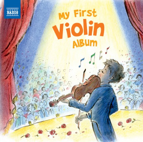 CD cover: boy playing violin on stage with audience backdrop.