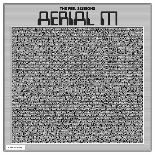 Vinyl record cover for Aerial M’s “The Peel Sessions” with dense text.