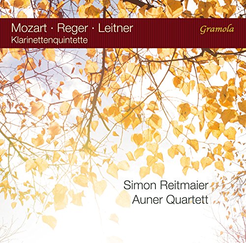 CD cover with autumn leaves and composers’ names: Mozart, Reger, Leitner.