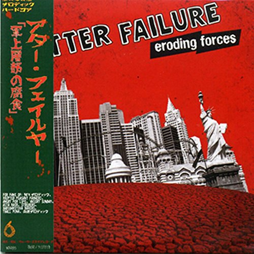 Red CD case for "Utter Failure - Eroding Forces" with city and statue imagery.