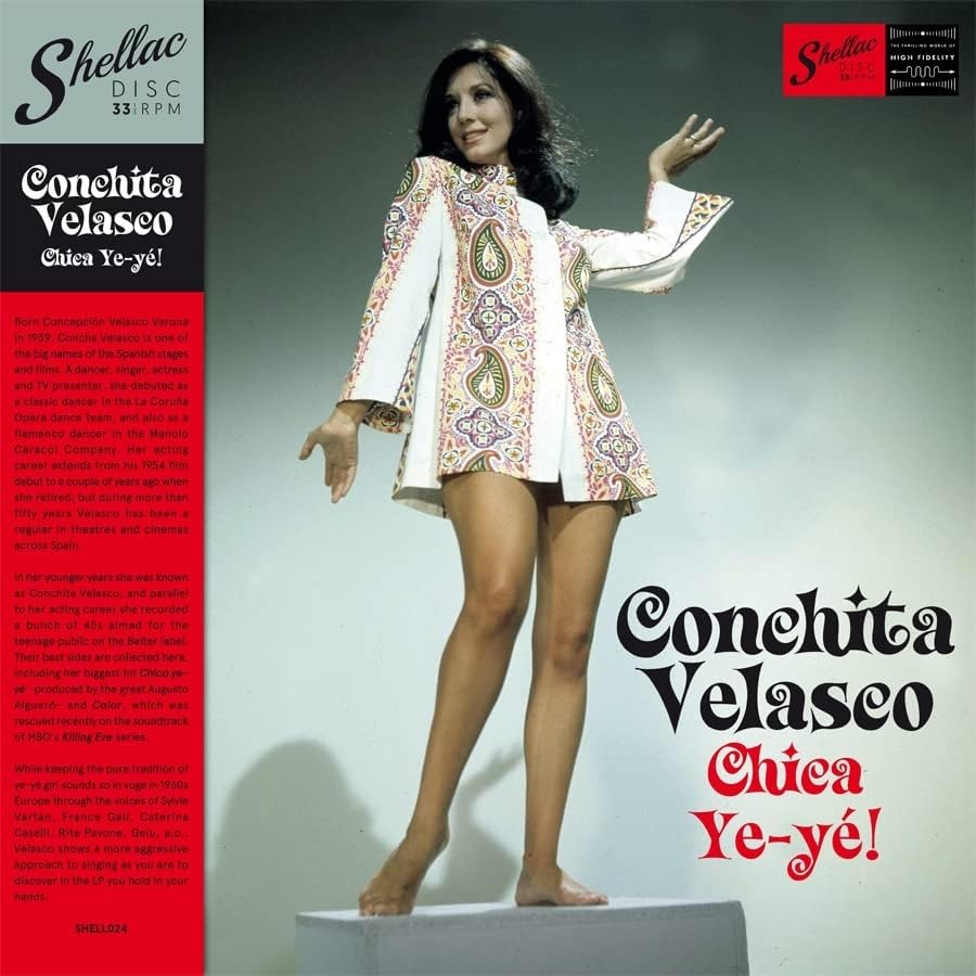 Vinyl record cover featuring Conchita Velasco in a patterned dress.