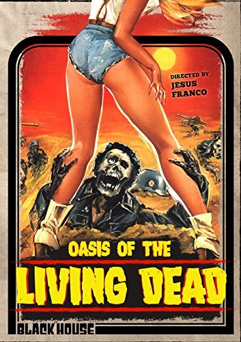 Zombie movie poster with a woman, skeletons, and a desert landscape.