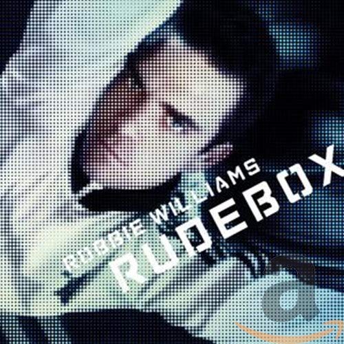 Robbie Williams “Rudebox” CD cover, close-up portrait with halftone effect.