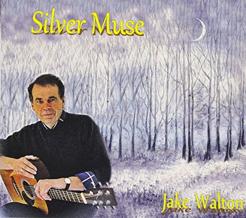 Jake Walton with acoustic guitar, wintry forest background, CD cover.