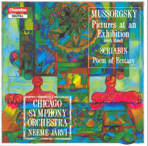 CD cover for Mussorgsky’s “Pictures at an Exhibition” with abstract art.