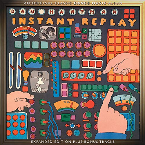 Album cover for Dan Hartman’s “Instant Replay” with colorful electronic imagery.