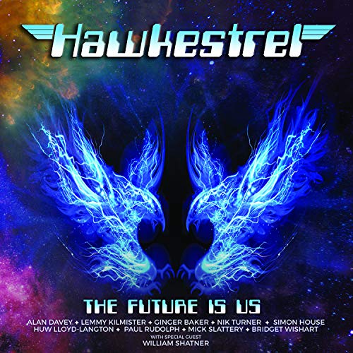 CD cover for Hawkestrel’s “The Future Is Us” featuring two electric blue birds.
