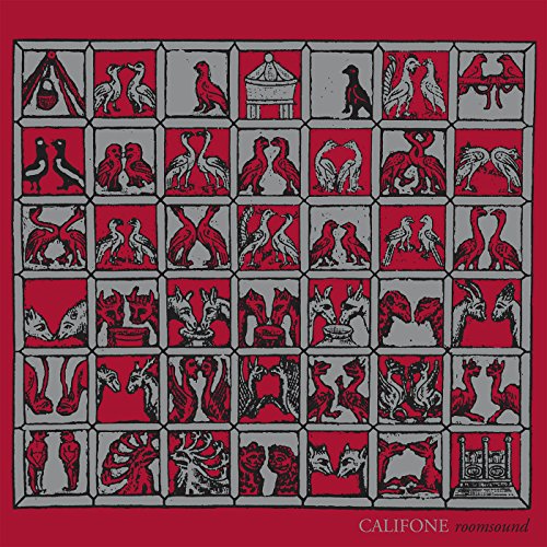 Red vinyl record cover with repeating black and white animal illustrations.