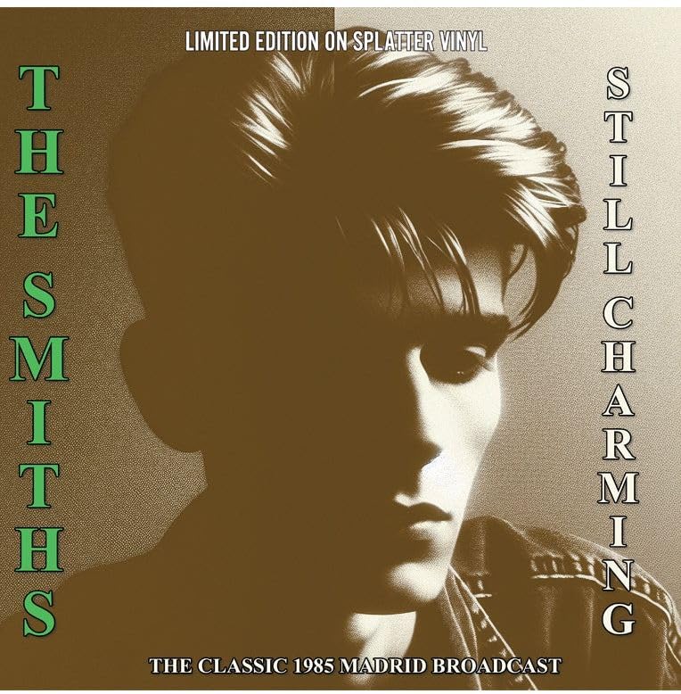 The Smiths "Still Charming" splatter vinyl record cover with portrait.