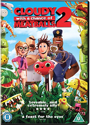 DVD cover for “Cloudy With A Chance Of Meatballs 2” featuring animated characters.