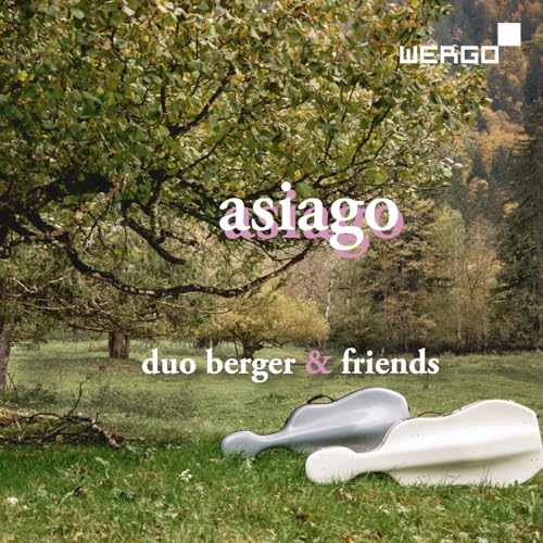 CD cover for Duo Berger - Asiago, featuring violins and trees.