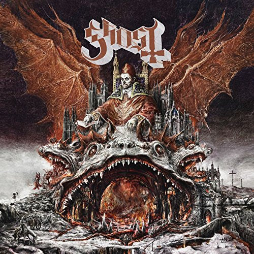 Ghost album cover: pope-like figure atop a monstrous, dragon-like head.