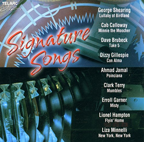 CD cover for "Signature Songs" featuring jazz artist names and song titles.