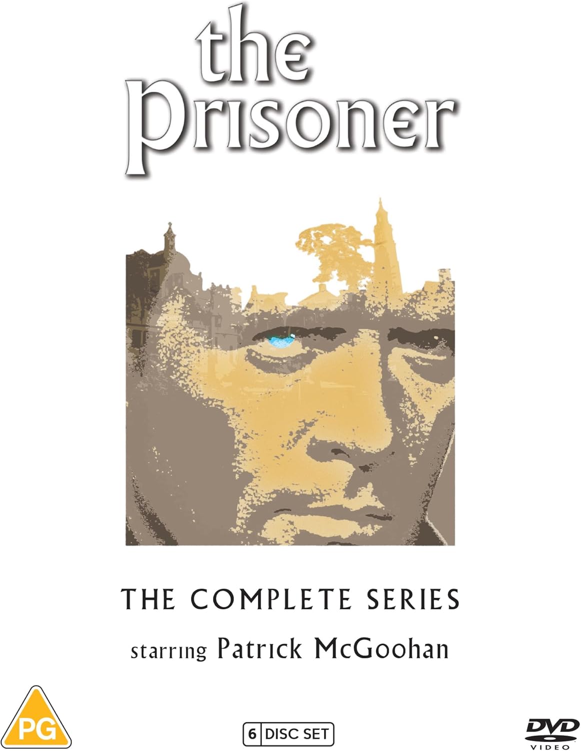 DVD cover for The Prisoner featuring a stylized portrait of Patrick McGoohan.