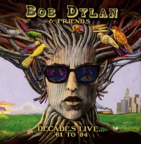 Bob Dylan album cover featuring a tree-like face with birds and sunglasses.
