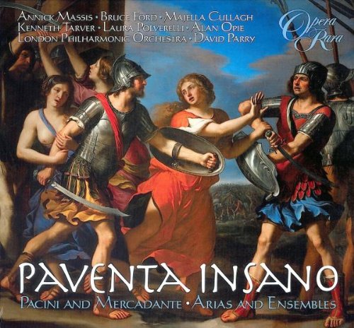 CD cover: Dramatic painting of figures in classical attire, "Paventa Insano".