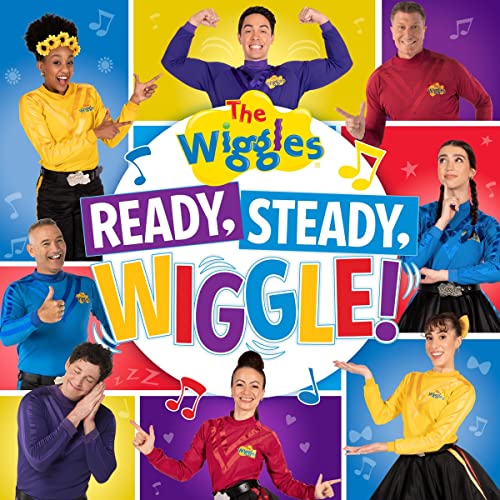 The Wiggles album cover featuring group members in colorful outfits.