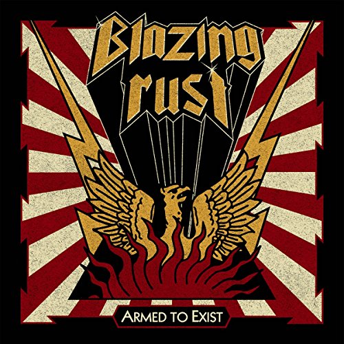 CD cover for Blazing Rust’s “Armed To Exist” with wings and lightning.