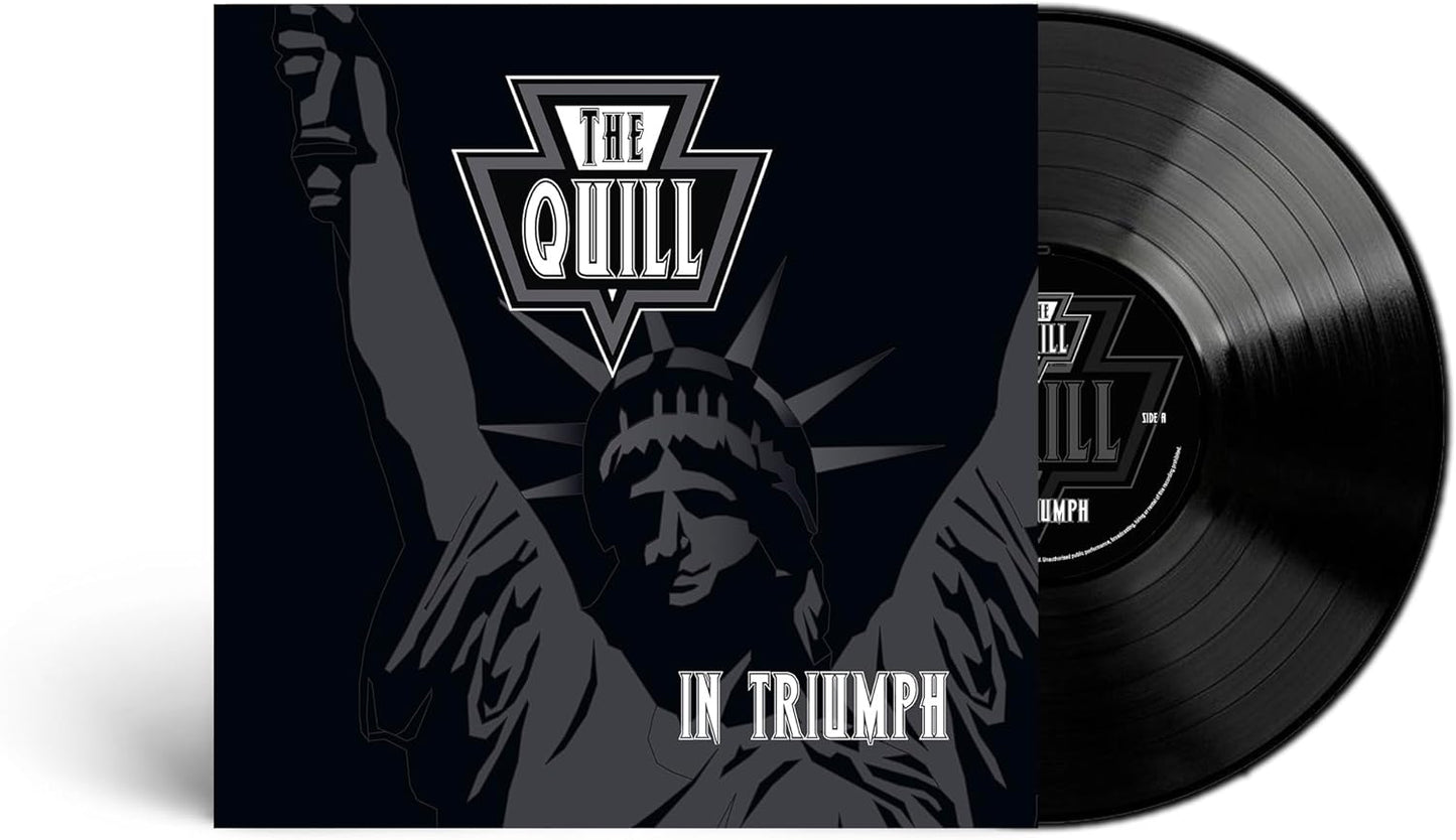 Vinyl record of "The Quill - In Triumph" with Statue of Liberty imagery.