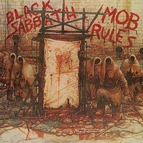 Black Sabbath’s “Mob Rules” album cover: hooded figures before a gate.