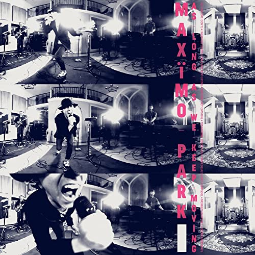 Maximo Park album cover: collage of band performing indoors, black and white.
