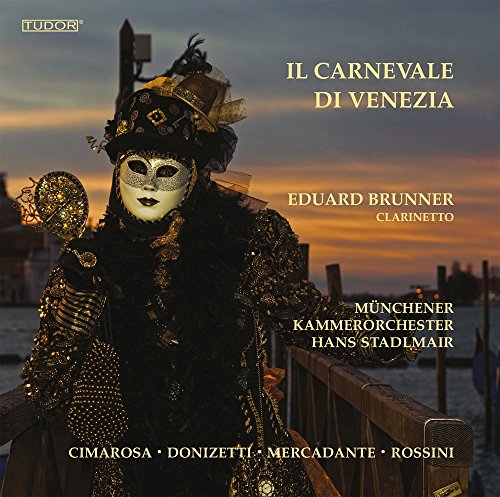 CD cover: Venetian masked figure with clarinetist and orchestra details.