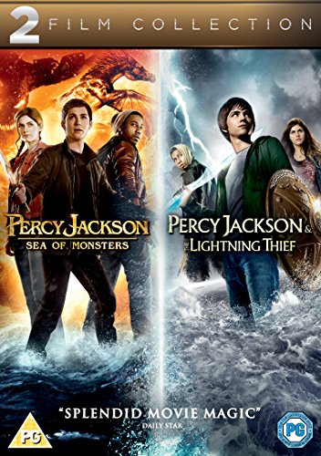 DVD cover for “Percy Jackson” films featuring young actors and mythical imagery.
