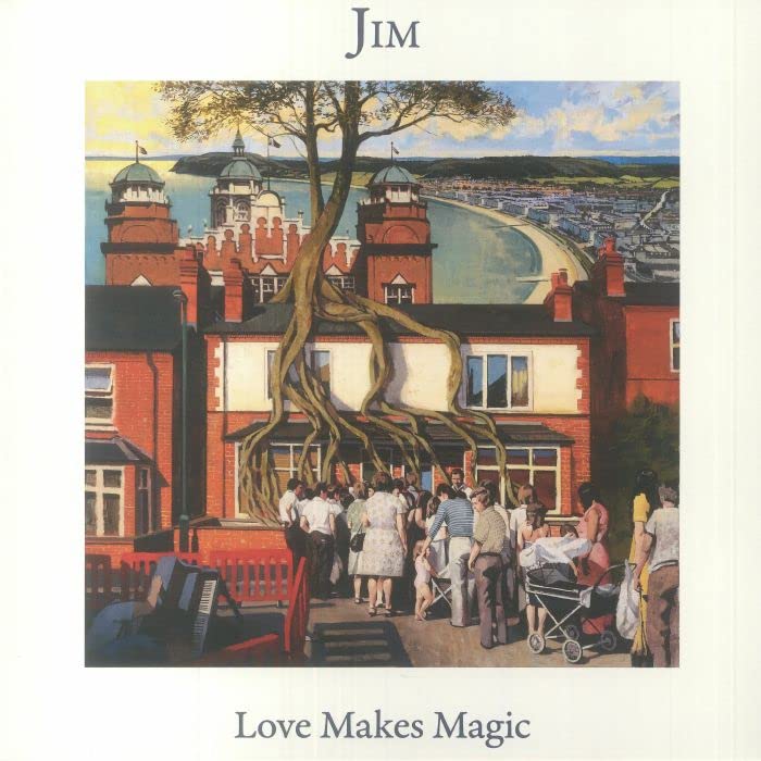 CD cover: painting of a townscape with people gathered around a piano.