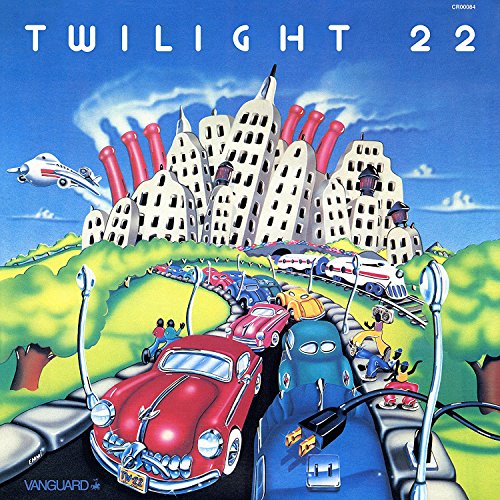 Colorful album cover depicts a futuristic cityscape with cars and planes.