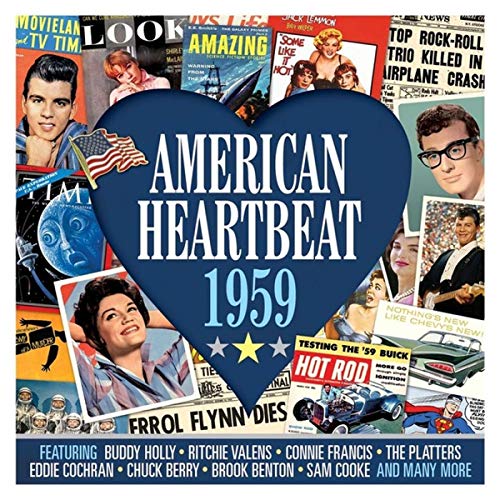 CD cover for “American Heartbeat 1959” featuring 1950s pop culture imagery.
