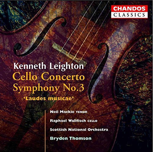 CD cover featuring a cello, text naming composers Leighton and Wallfisch.