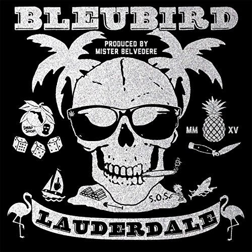 Bleubird - Lauderdale vinyl record cover with skull, palm trees, and text.