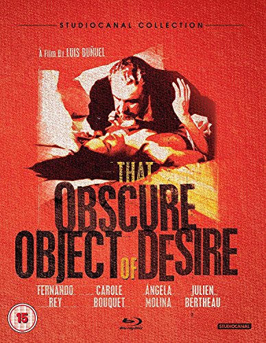 Red DVD cover for "That Obscure Object of Desire" featuring a man and woman.