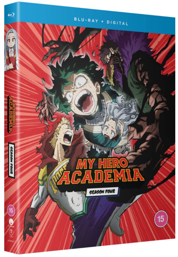 My Hero Academia Season 4 Blu-ray cover featuring Deku, Mirio, Eri, and Overhaul.