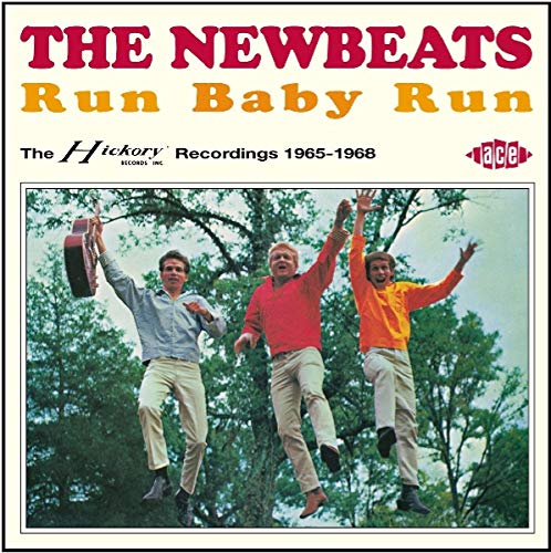 Album cover for The Newbeats’ “Run Baby Run” featuring three jumping men.