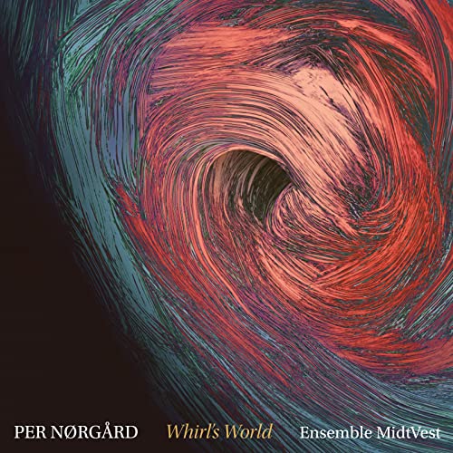 CD cover with abstract swirling red and blue brushstroke design.
