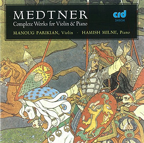 CD cover for Medtner’s violin and piano works with medieval illustration.