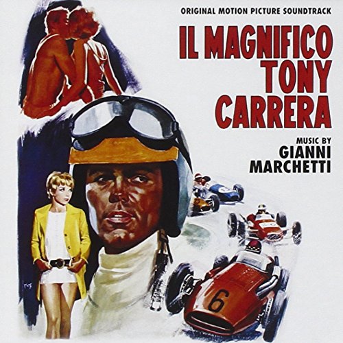 CD cover for "Il Magnifico Tony Carrera" featuring racing and portraits.