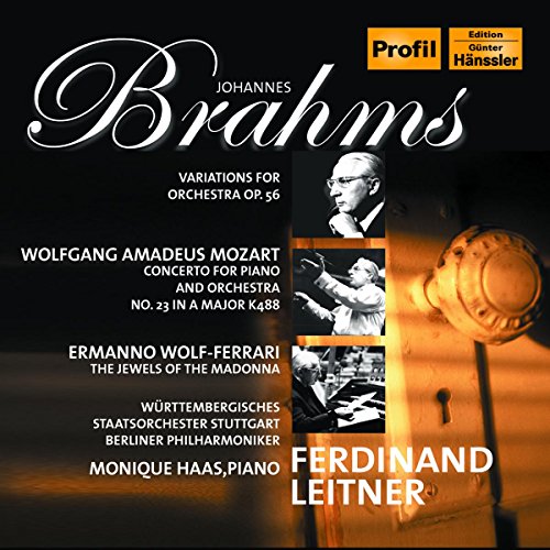CD cover featuring portraits of composers Brahms, Mozart, and conductors.