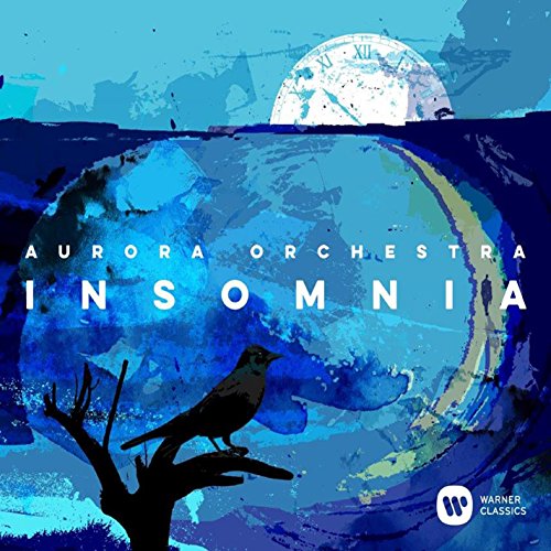 CD cover for "Insomnia" by Aurora Orchestra, featuring a bird and clock.