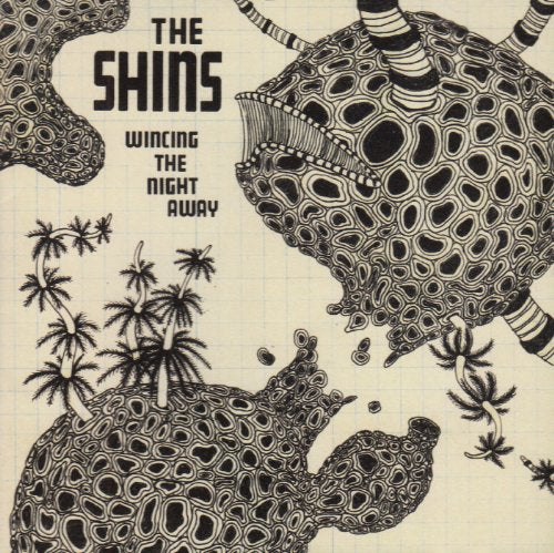 The Shins album cover: black and white illustration of animals and palms.