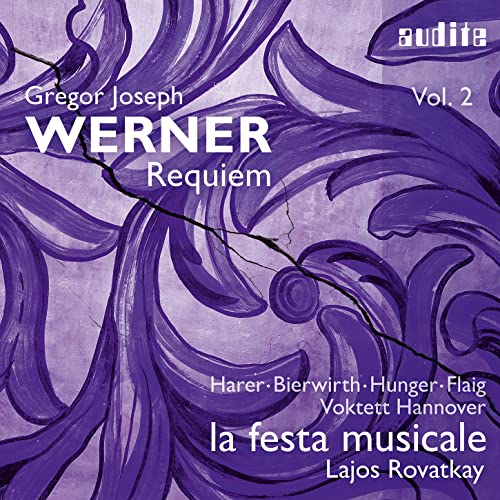 CD cover for Gregor Joseph Werner’s “Requiem,” featuring purple swirls and text.