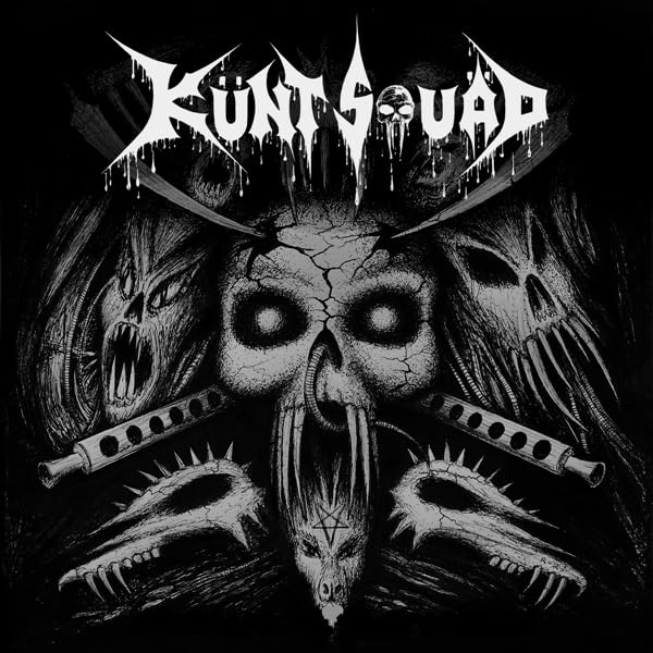 Black and white CD cover with skull, teeth, and dripping text.