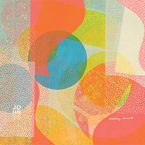 Album cover for John Stammers' "Waiting Around" with abstract colorful shapes.