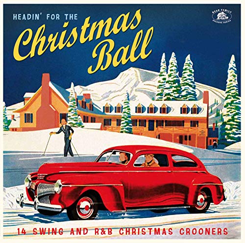 Vintage vinyl record cover: red car, snowy landscape, and winter cabin scene.